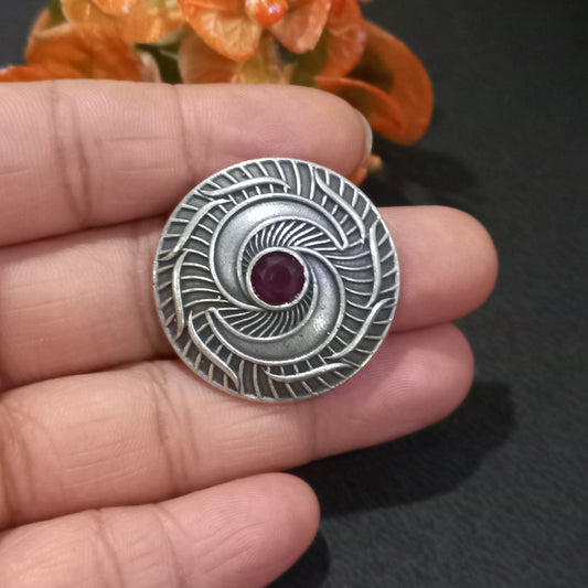Adjustable Oxidised Silver Spiral Design Finger Ring for Women