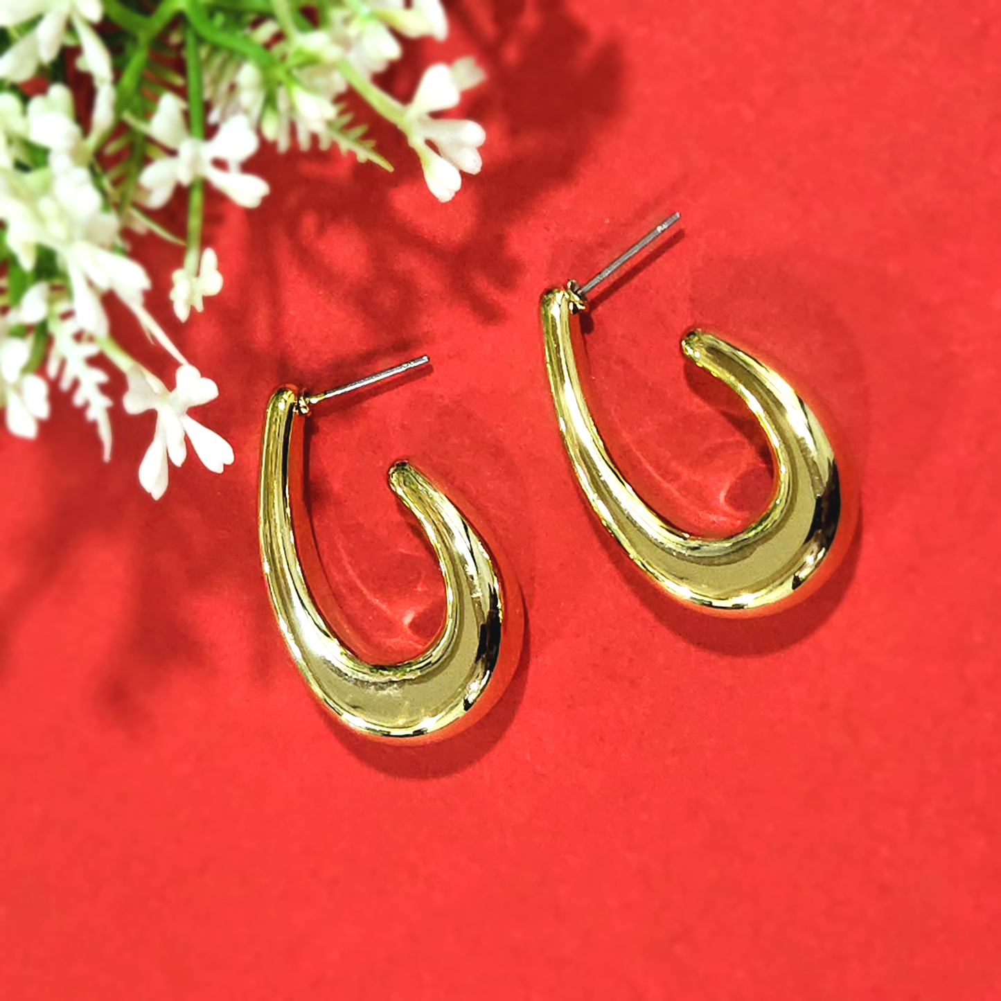 Gold Plated Teardrop Hoop Earrings for Women