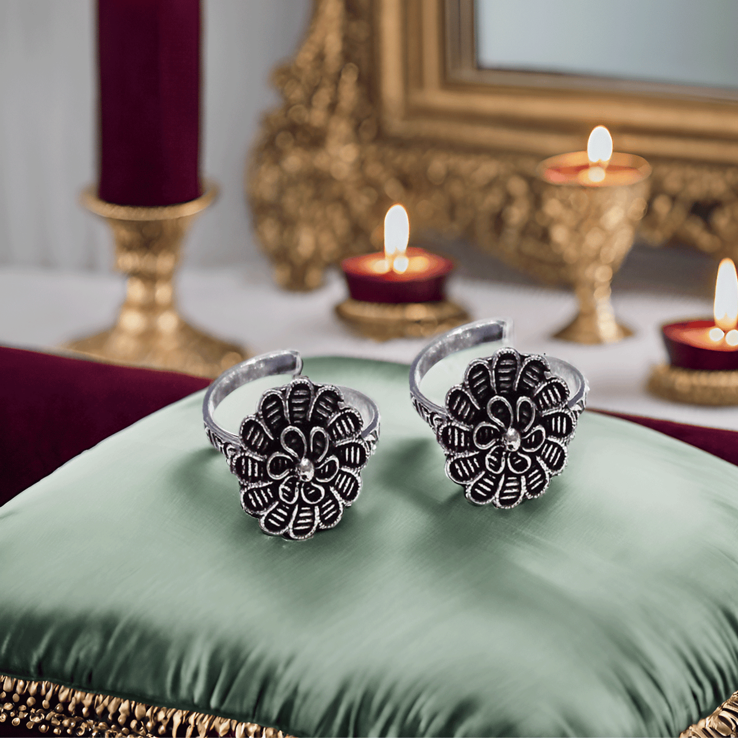Silver Alloy Comfort Ethnic Toe Ring For Women (Skin Safe)