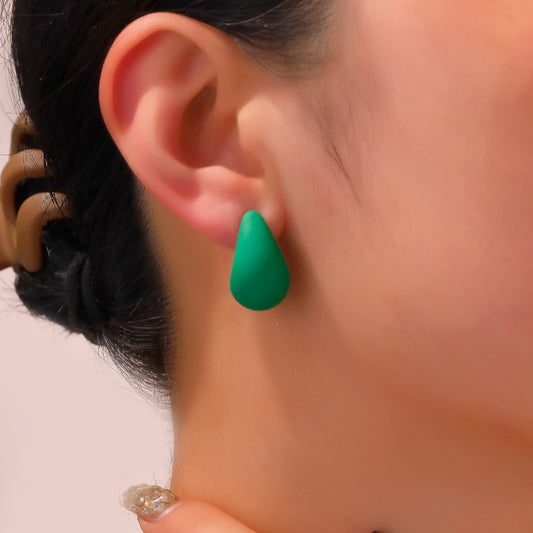 Matte Teardrop Stud Earrings – Combo Pack of 3 Colors (Skin Safe)