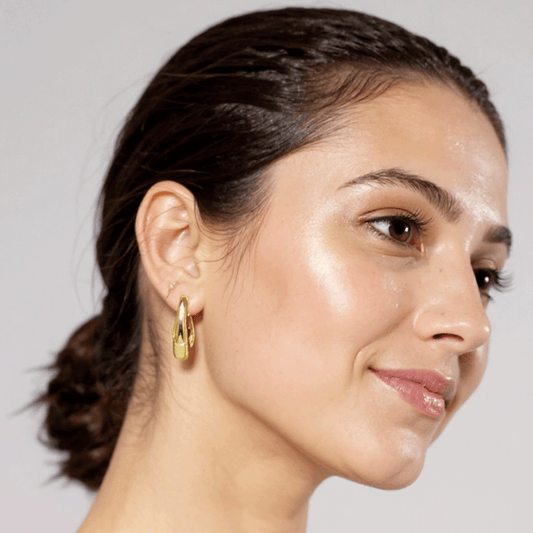 Gold Plated Teardrop Hoop Earrings for Women