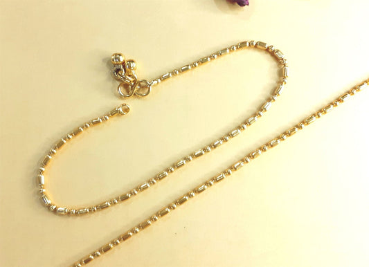 Gold Alloy Ethnic S-Hook Anklet For Women (Skin Safe)