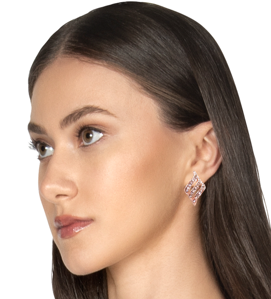 Rose Gold Crystal Stud Earrings for Women