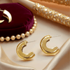 Gold Metal Push Back Contemporary Stud Earring For Women (Skin Safe)