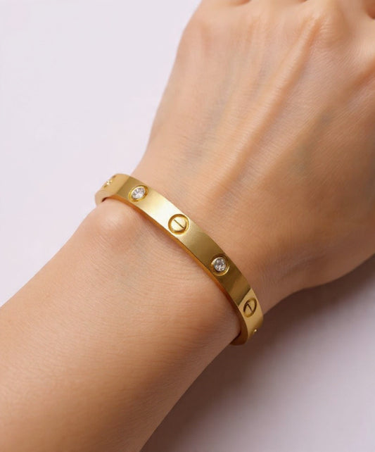 Gold Plated Waterproof Screw Motif Bracelet Combo – Pack of 2