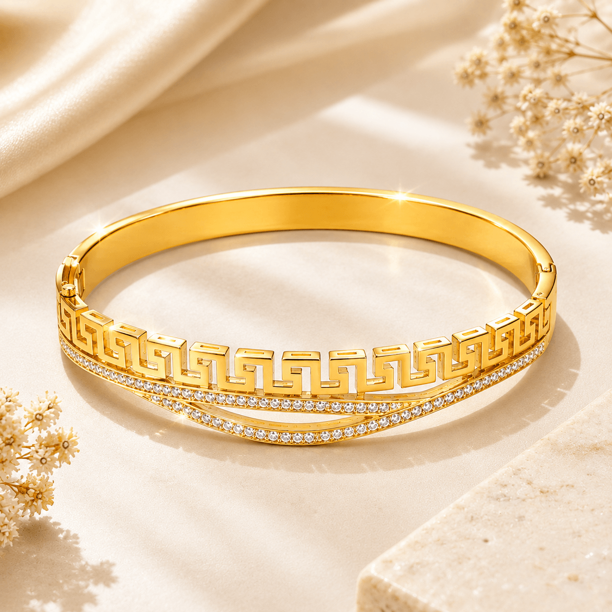 Mrigangi Petite Greek Key Luxe Gold Bracelet