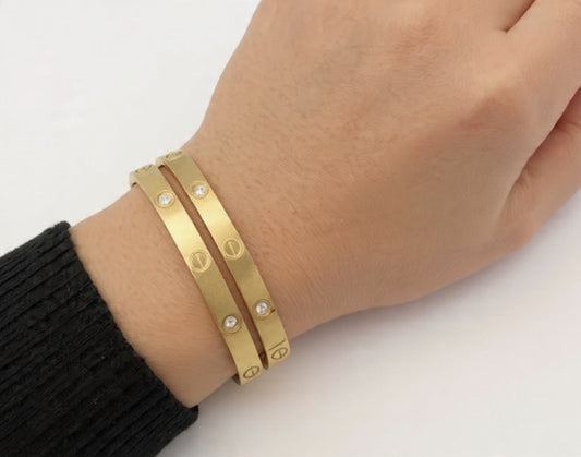 Gold Plated Waterproof Screw Motif Bracelet Combo – Pack of 2