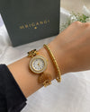Combo Pack - Gold Bracelet Watch + Textured Designer Bracelet for Women