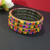 Multicolour Beaded Gold-Tone Bangle Set for Women