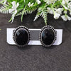 Black Oval Stone Stud Earrings – Oxidised Finish Classic Earrings