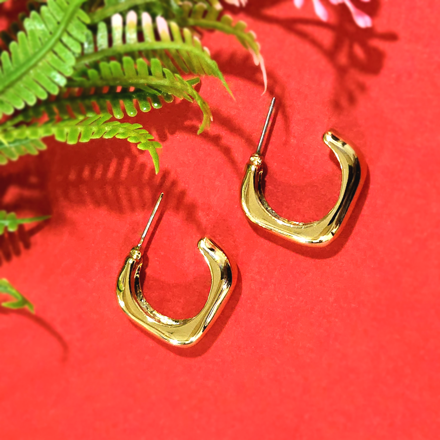 Gold Plated Geometric Hoop Earrings