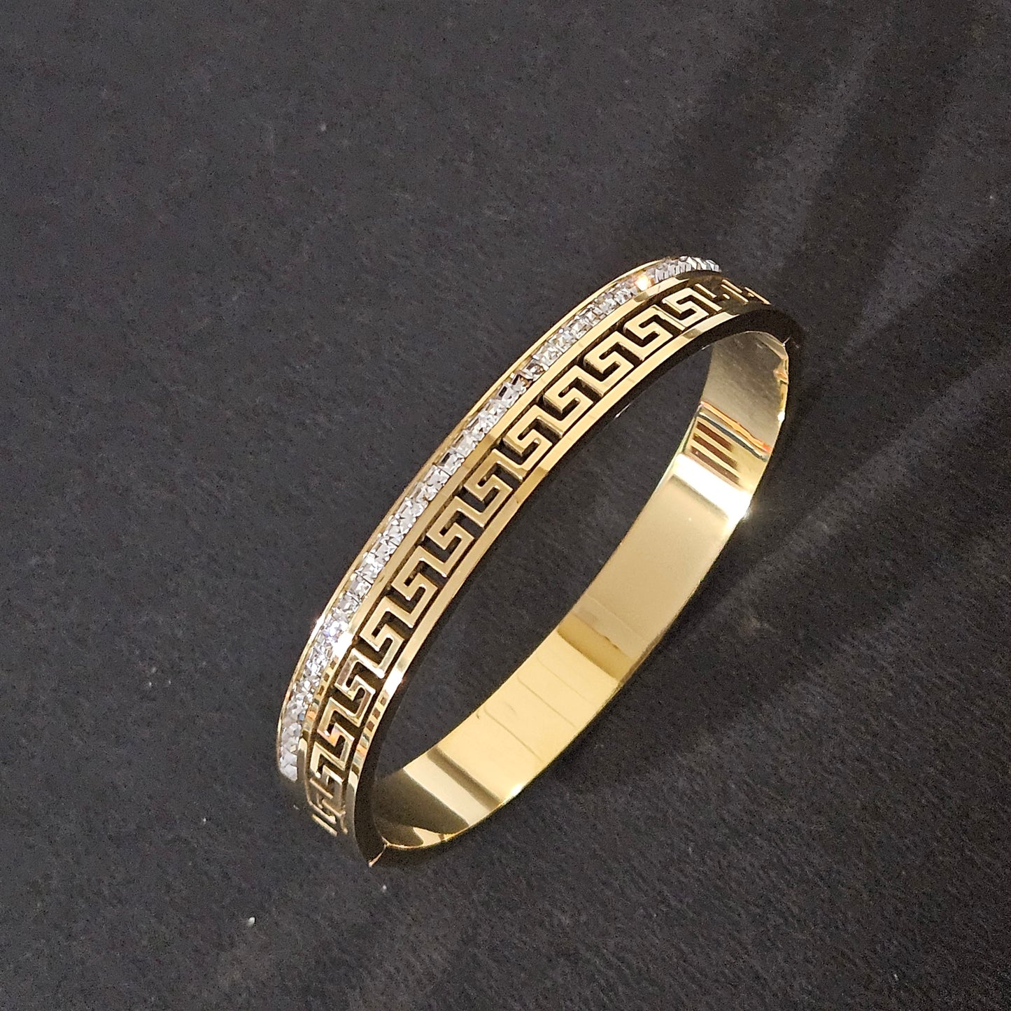 Gold Plated Gilded Maze Studded Anti Tarnish Bracelet | Perfect Gift For Your Loved Ones (Skin Safe)