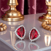 White & Red Alloy Push Back Contemporary Stud Earring For Women (Skin Safe)