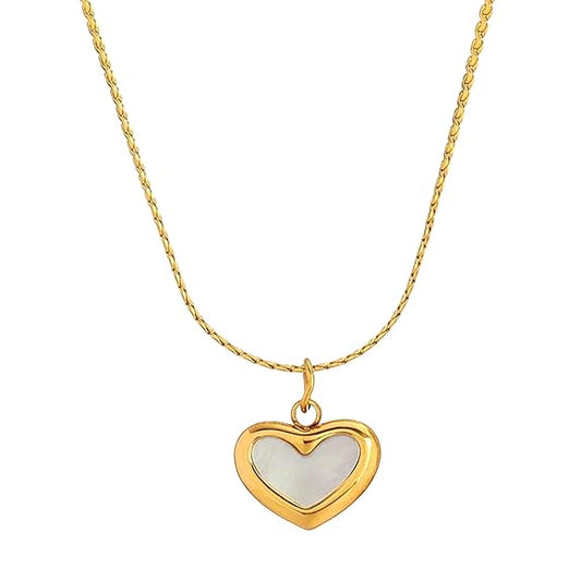 Golden Heart Pearl Pendant Necklace