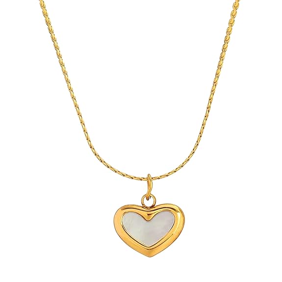 Golden Heart Pearl Pendant Necklace