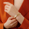 Gold Plated Diamond Studded Bracelet | Waterproof Openable Cuff Bracelet (Skin Safe)
