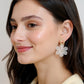 White & Gold Alloy Push Back Contemporary Earring Set For Women (Skin Safe)