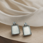 Silver & White Brass Push Back Contemporary Stud Earring For Women (Skin Safe)