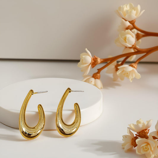Gold Plated Teardrop Hoop Earrings for Women