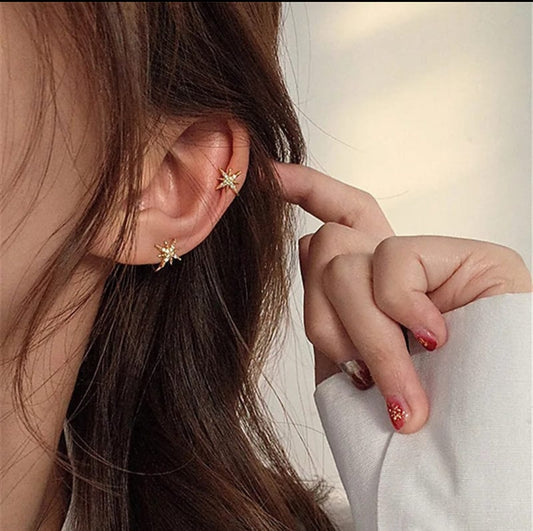 Golden Stone Nose Ring Cum Ear Cuff | Perfect Gift For Your Loved Ones (Skin Safe)
