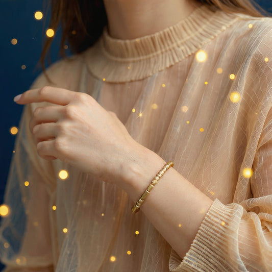 Gold Plated Anti Tarnish Openable Bamboo Bracelet (Skin Safe)
