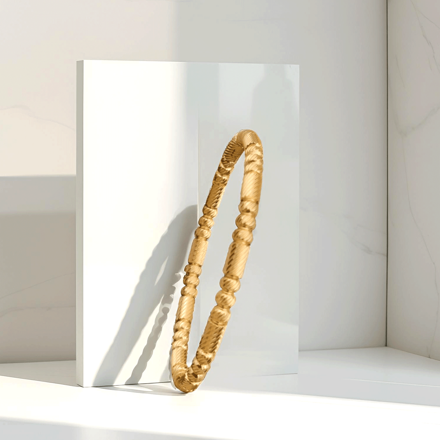 Gold Plated Anti Tarnish Openable Bamboo Bracelet (Skin Safe)