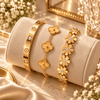 3 Bracelet Stack - Luxury Gold, Clover and Floral (Pack of 3)