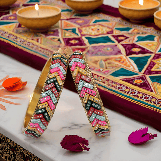 Combo Pack of Multicolor Kangan Set for Women (Skin Safe)