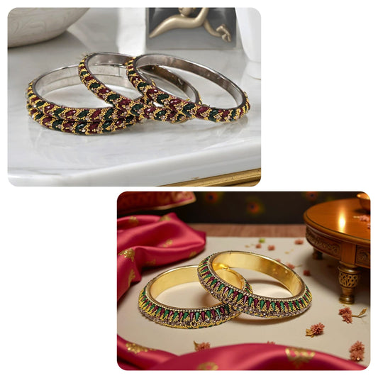 Combo of Rajasthani Traditional Kangan Bangle Set for Women (Skin Safe)