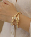 Combo Gold Plated Adjustable Leaf Motif Bangles for Women - Pack of 2