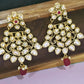 Gold-Plated Kundan Chandbali Earrings with Ruby Drop