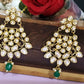 Gold-Plated Kundan Earrings with Emerald Drop