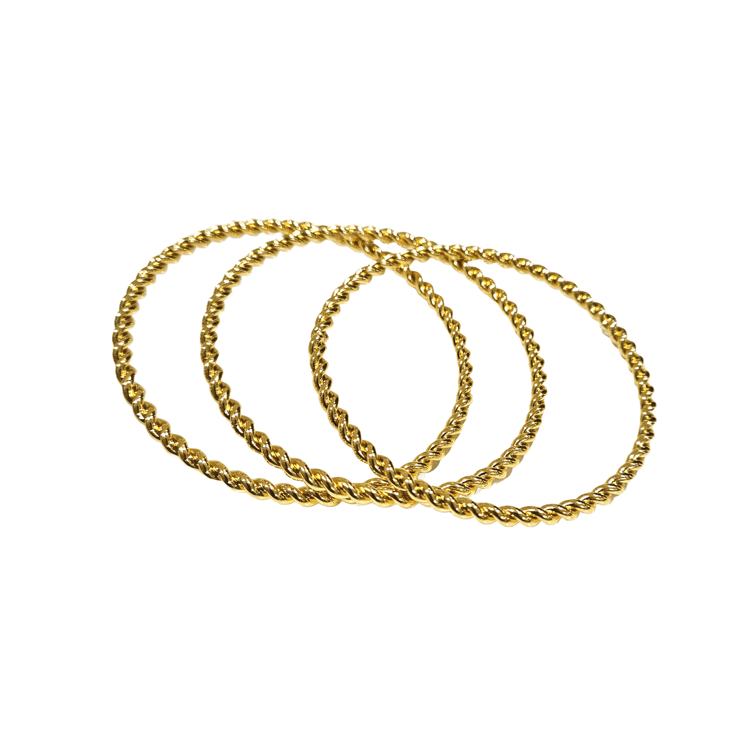 Gold Plated Twisted Rope Waterproof Combo Bangle (Set of 3) (Skin Safe)