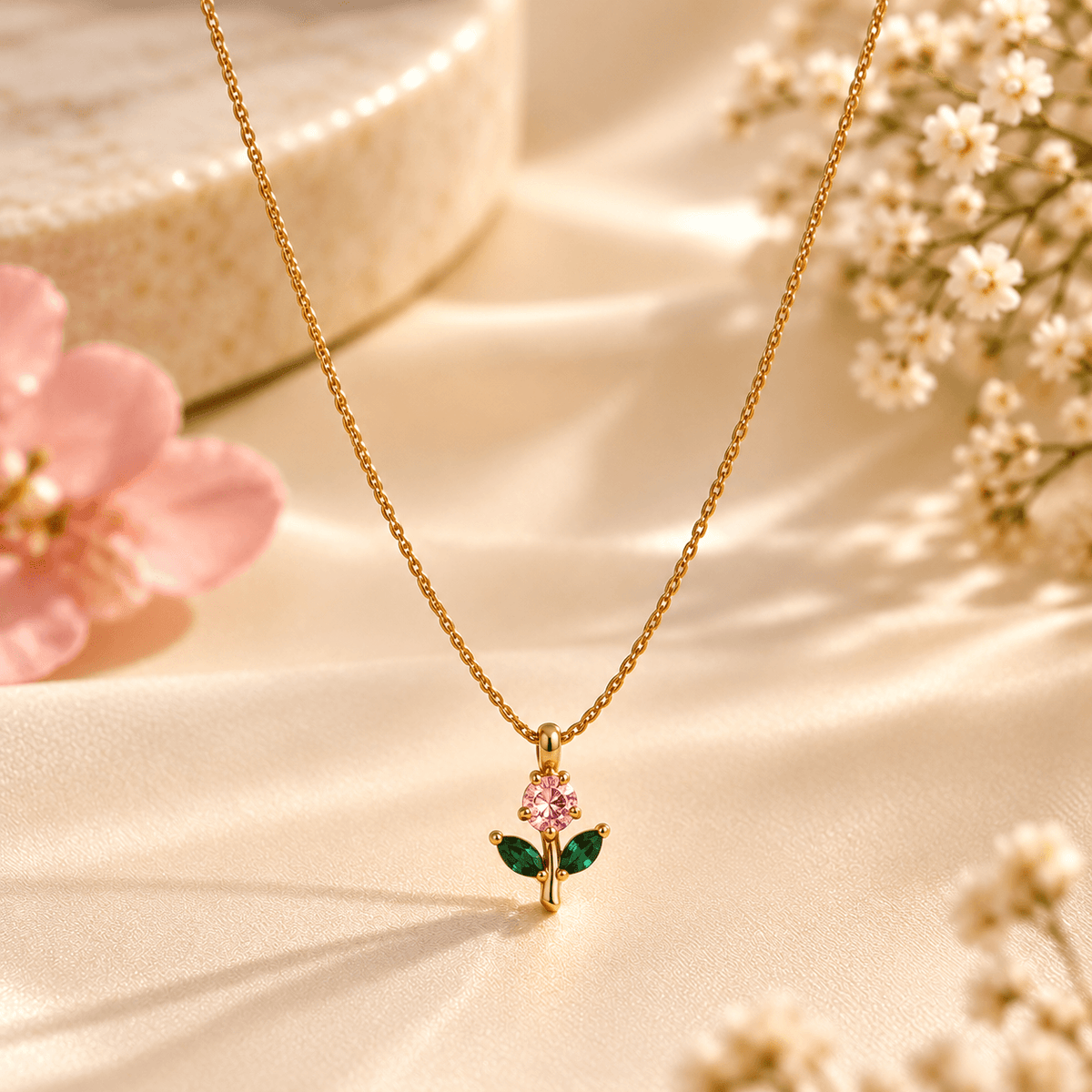 Tulip Neck Chain – Elegant Gold Floral Necklace