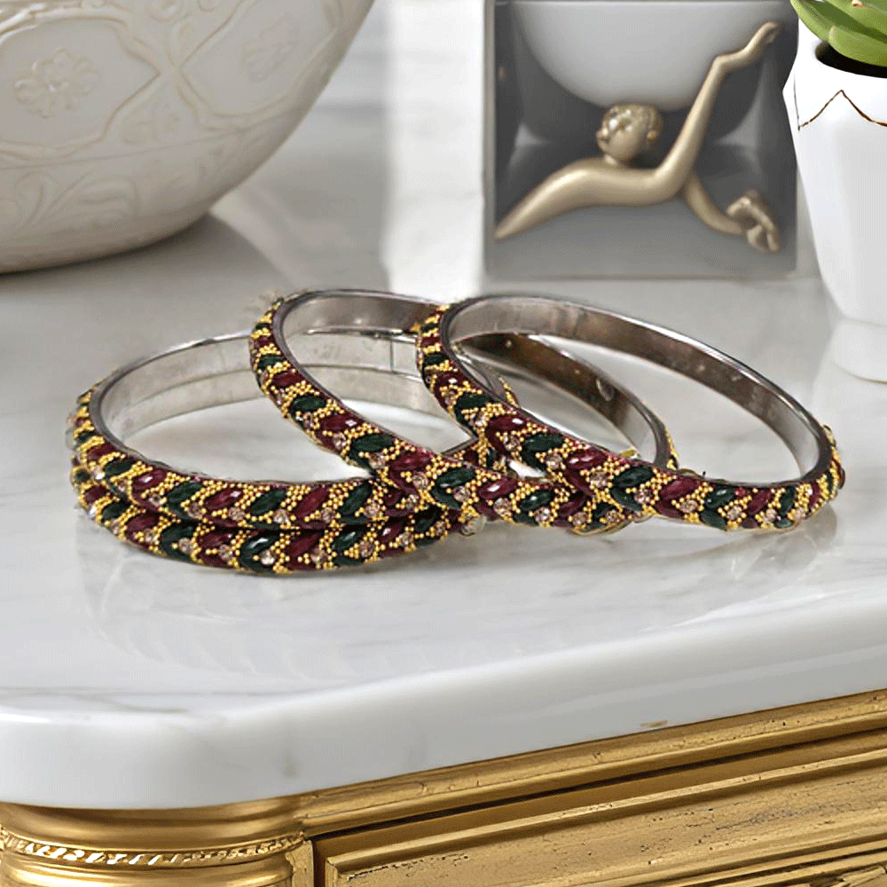 Handcrafted Beaded Bangle Set (pack of 4)