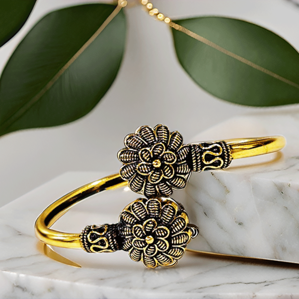 Antique Floral Antique Open Kada for Women