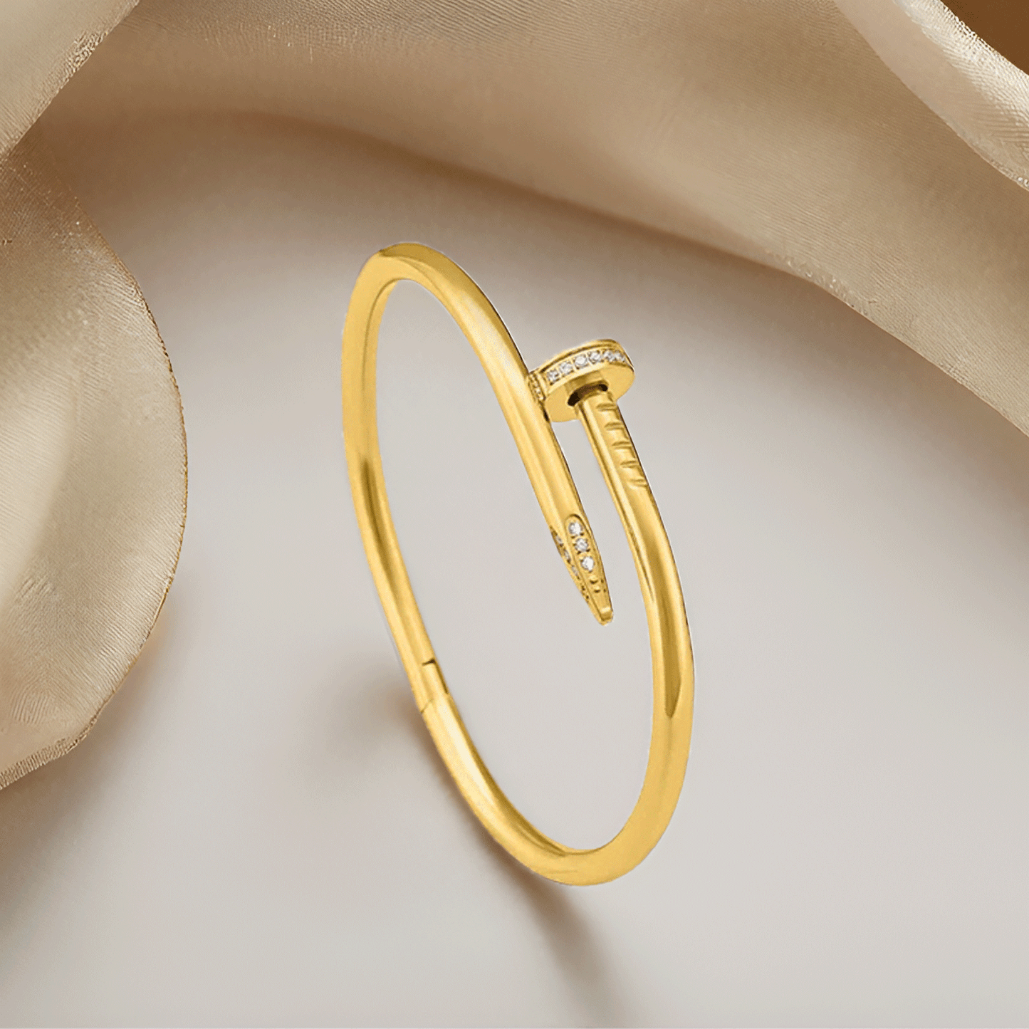 Nail Gold Plated Diamond Studded Bracelet |   Waterproof  Bracelet (Skin Safe)