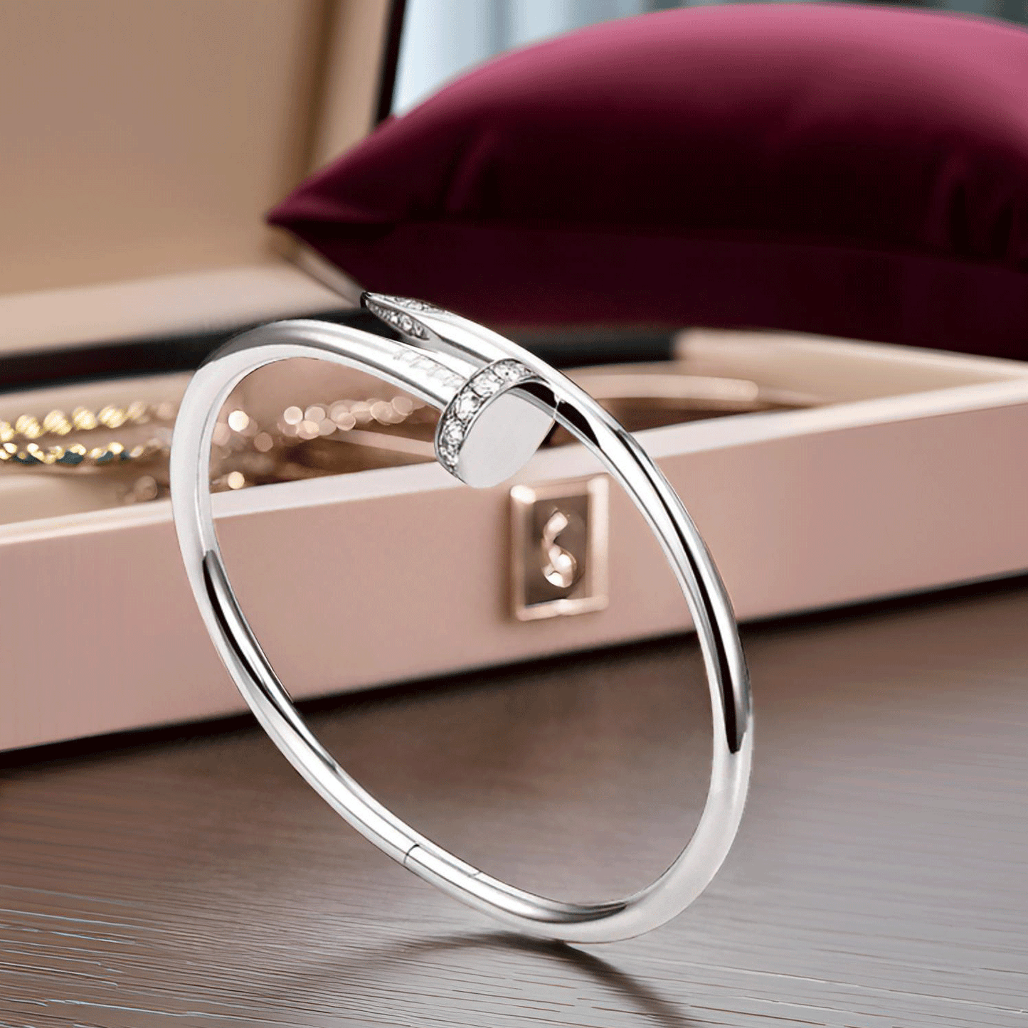 Nail Silver Plated Bracelet -   Anti Tarnish Waterproof Jewellery (Skin Safe)