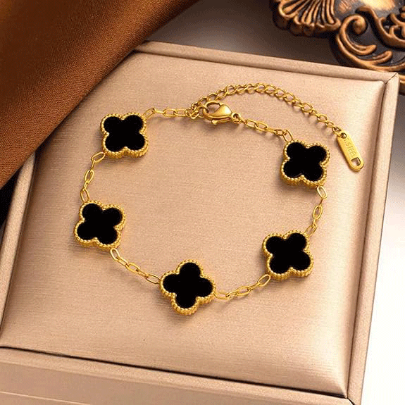 Elegant clover Gold Plated Chain Bracelet for Women (Skin Safe)