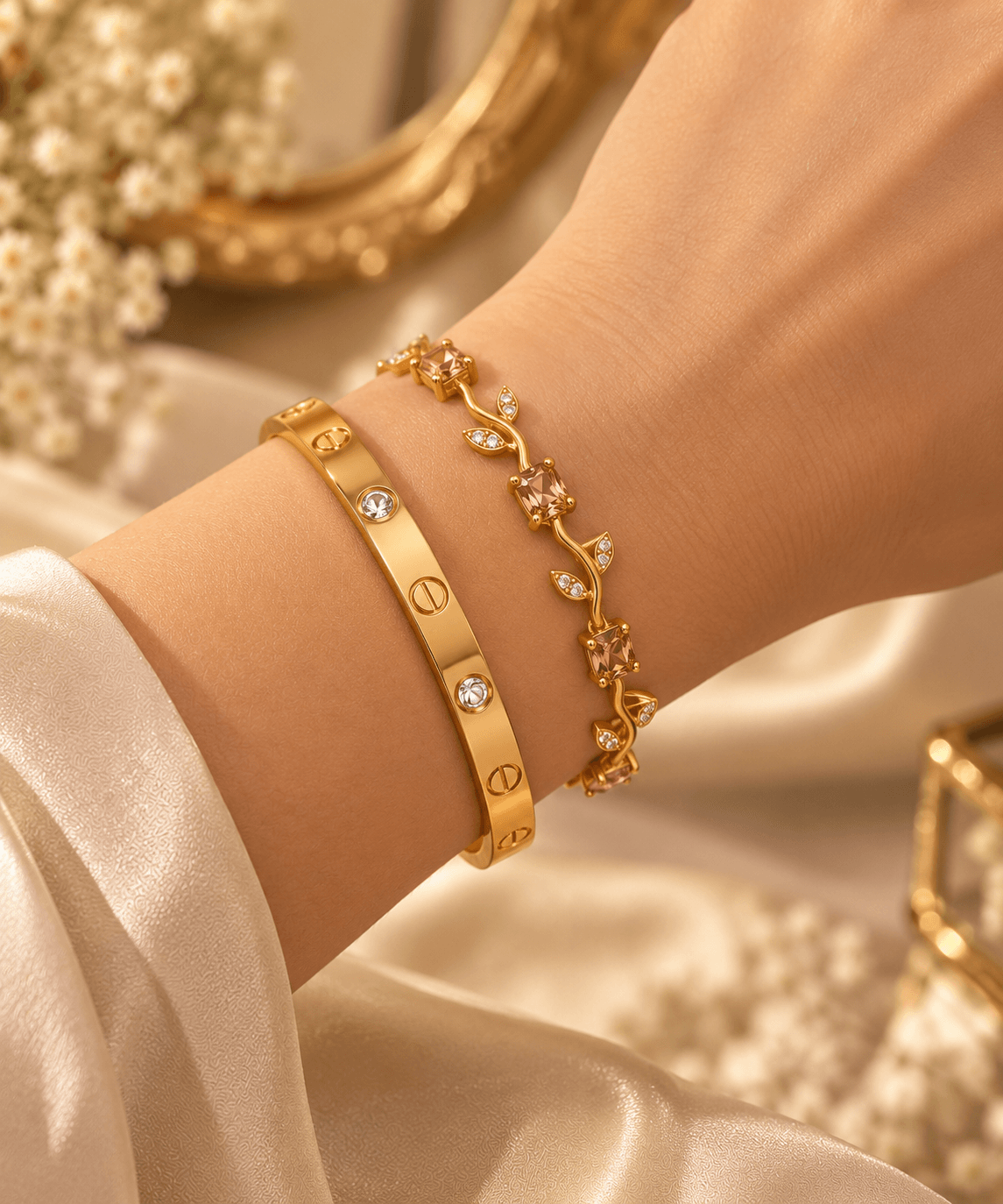Luxury Gold and Golden Tulip Bracelet - Pack of 2