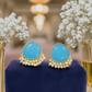 Pearl Drop Stud Earrings – Elegant Gold-Tone Ethnic Earrings