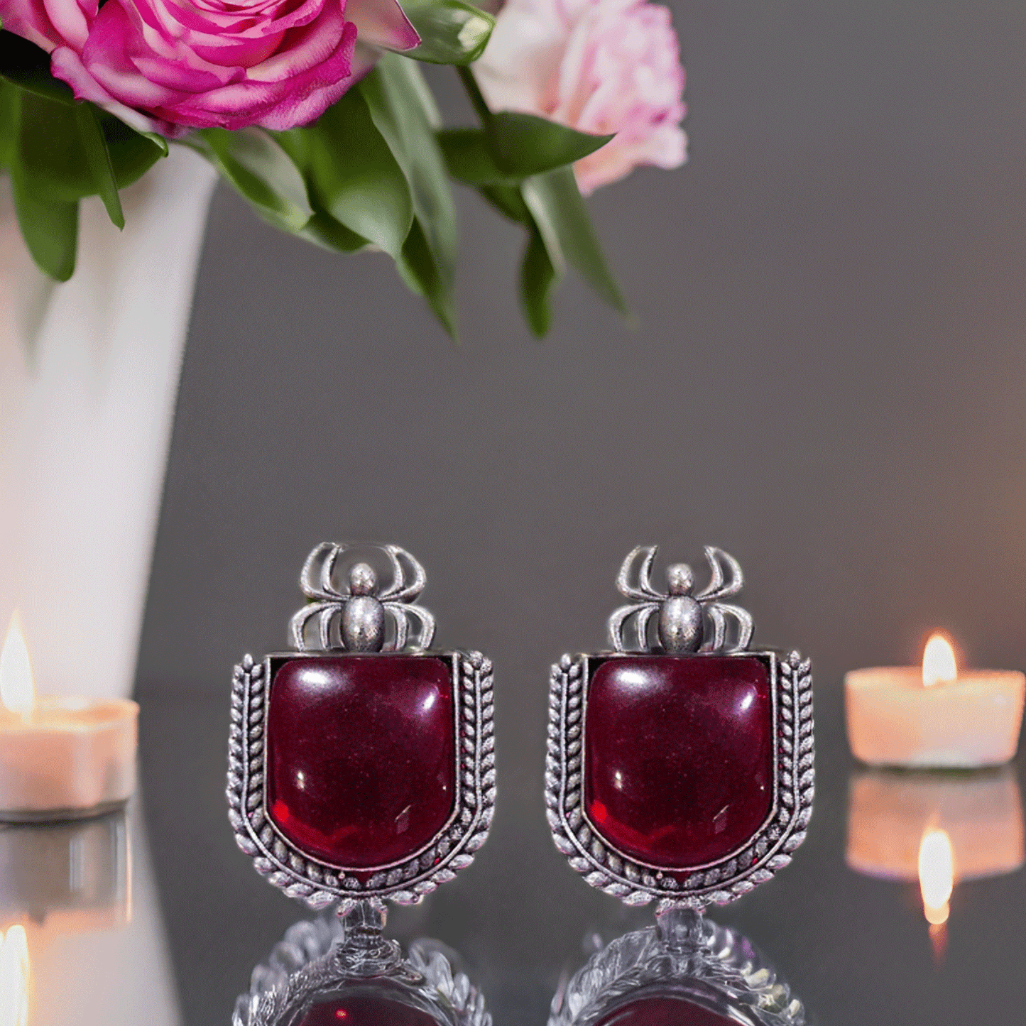 Silver & Blue Brass Push Back Contemporary Stud Earring For Women (Skin Safe)