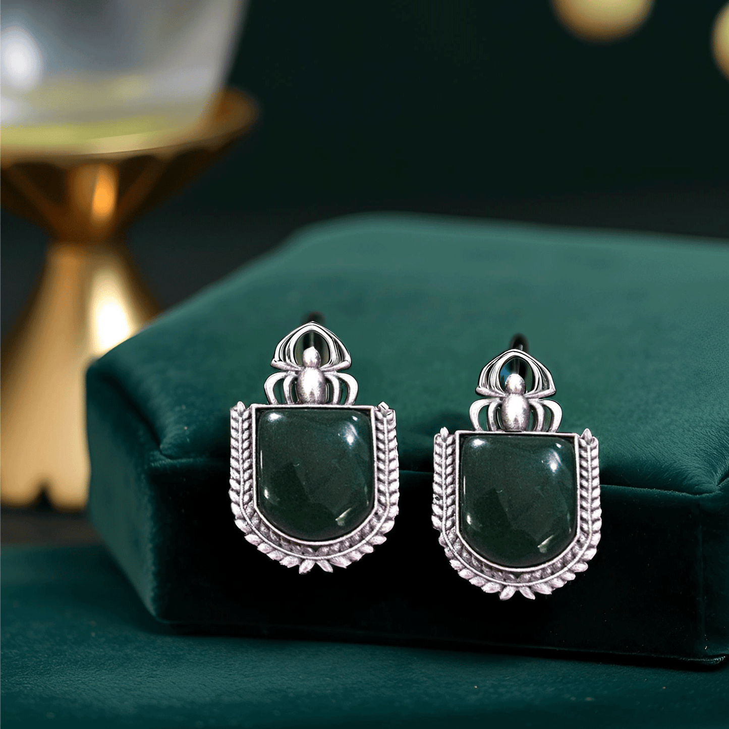 Silver & Blue Brass Push Back Contemporary Stud Earring For Women (Skin Safe)