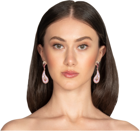 Rose Gold Pearl Drop Earrings – Elegant Teardrop Design