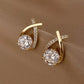Gold Plated Crystal Teardrop Stud Earrings for Women