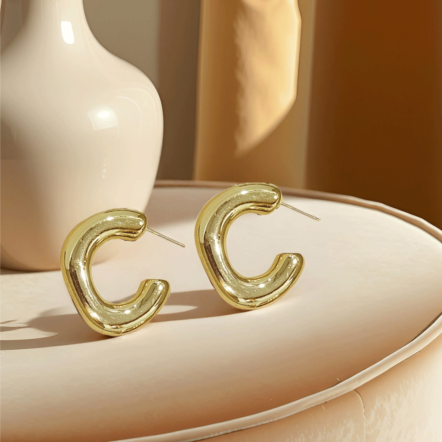 Gold Plated Bold C-Hoop Earrings