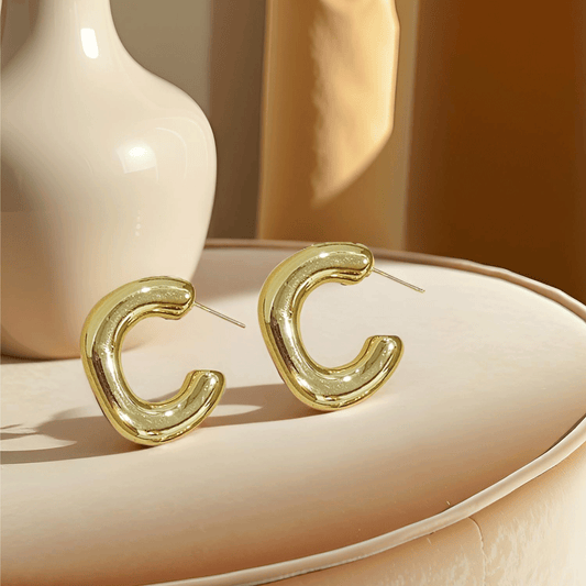 Gold Plated Bold C-Hoop Earrings