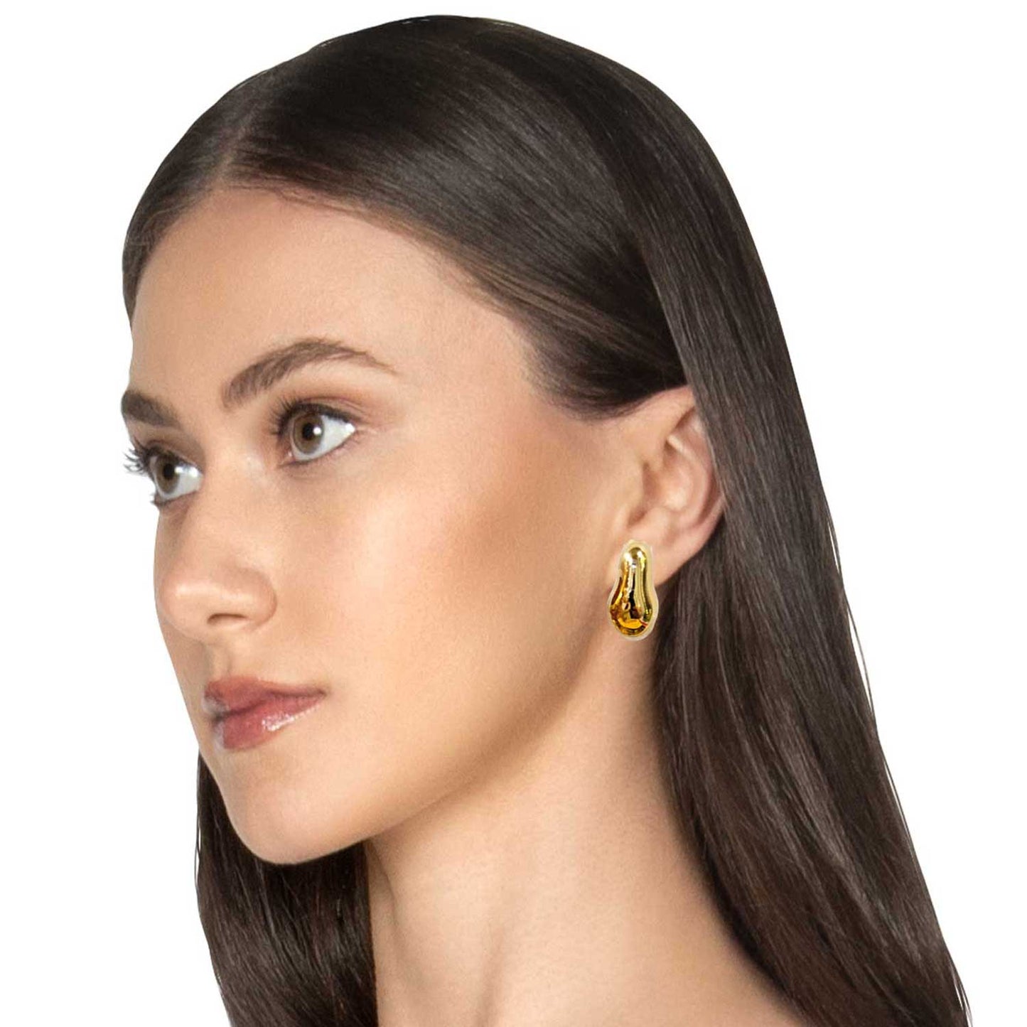 Gold-Tone Chunky Stud Earrings – Modern Minimal Statement