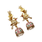 Bird Motif Meenakari Jhumka Earrings with Pearl Drops