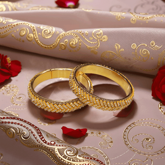 Rajasthani Crystal Studded Bangles – Elegant Festive Bangle Set (Set of 2)